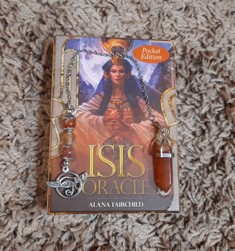 Isis Pocket Oracle and Red Striped Agate Eye of Horus Dowsing Pedulum